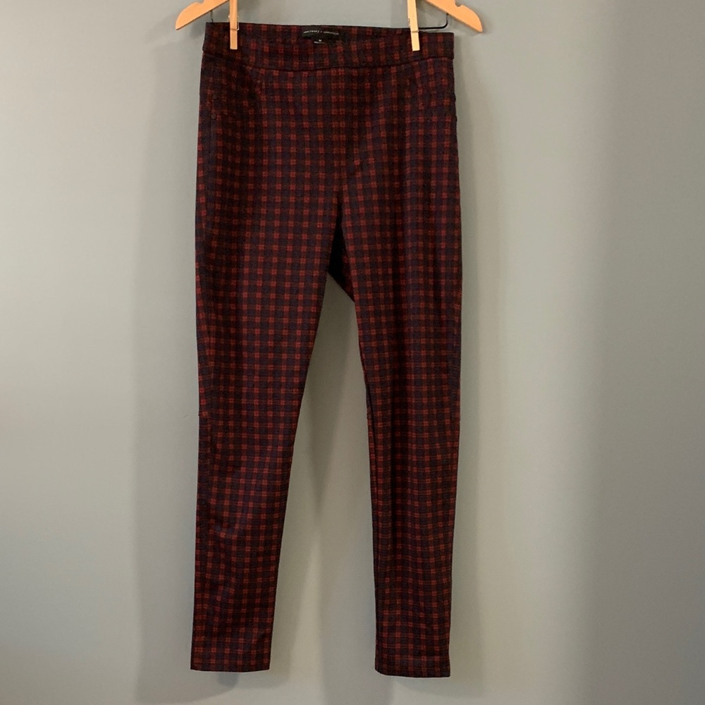🤍Sanctuary x Anthropologie Skinny Pull on Pant in Red & Navy Plaid